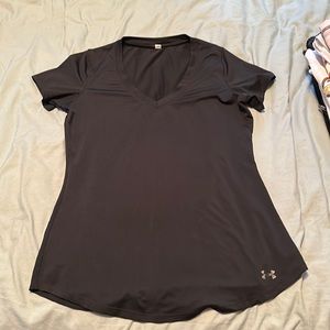 Black v-neck workout tank